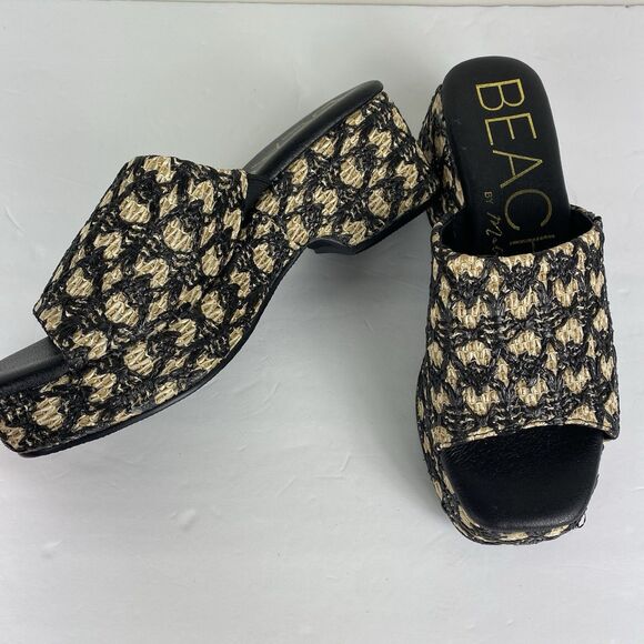 Beach Matisse Womens 8 Sandals Raffia Platform Clog Marble Black NEW Beach Y2K - Picture 4 of 7